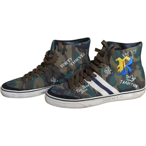 Polo Ralph Lauren Men's 10.5 D Solomon Downhill Skier Canvas Sneakers Olive Camo - Picture 5 of 11